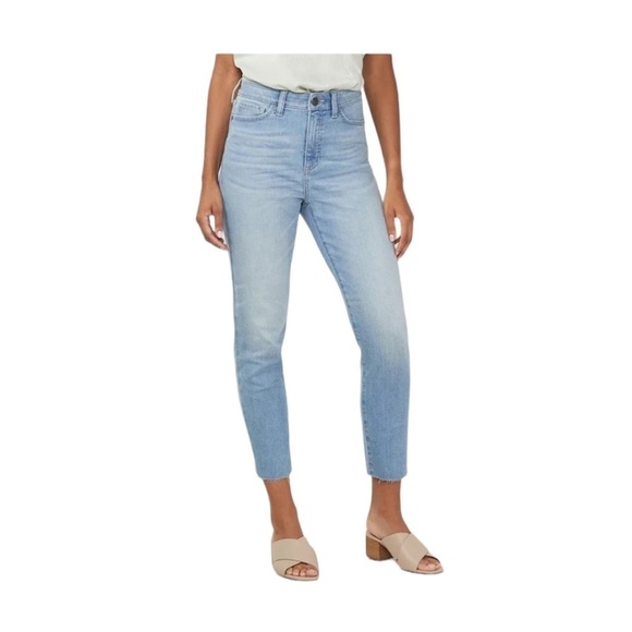 LC Lauren Conrad Light Wash High Rise Mom Cropped Straight Leg Jeans Sz 14 New - Picture 1 of 10
